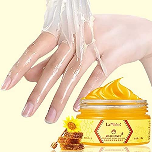 La Milee Milk Honey Peel Off Hand Mask - Moisturizing, Hydrating & Nourishing Hand Wax for Dry Hands (3.88 oz) - görsel 2