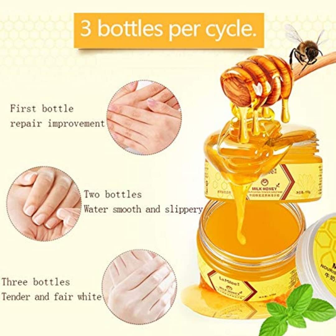 La Milee Milk Honey Peel Off Hand Mask - Moisturizing, Hydrating & Nourishing Hand Wax for Dry Hands (3.88 oz) - görsel 11