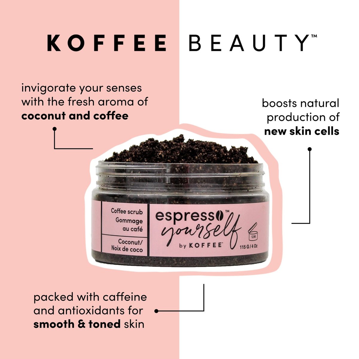Coffee Scrub - Coconut by Koffee Beauty for Unisex - 4 oz Scrub - görsel 3