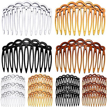 WILLBOND 16 Pieces Women Hair Comb Accessories - French Twist Decorative Plastic Combs for Bridal Wedding Veil, Black, Transparent, Light Coffee, Dark Coffee