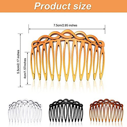 WILLBOND 16 Pieces Women Hair Comb Accessories - French Twist Decorative Plastic Combs for Bridal Wedding Veil, Black, Transparent, Light Coffee, Dark Coffee