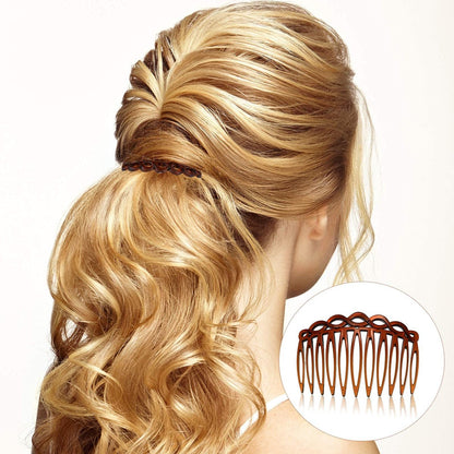 WILLBOND 16 Pieces Women Hair Comb Accessories - French Twist Decorative Plastic Combs for Bridal Wedding Veil, Black, Transparent, Light Coffee, Dark Coffee