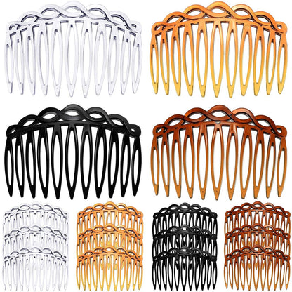 WILLBOND 16 Pieces Women Hair Comb Accessories - French Twist Decorative Plastic Combs for Bridal Wedding Veil, Black, Transparent, Light Coffee, Dark Coffee