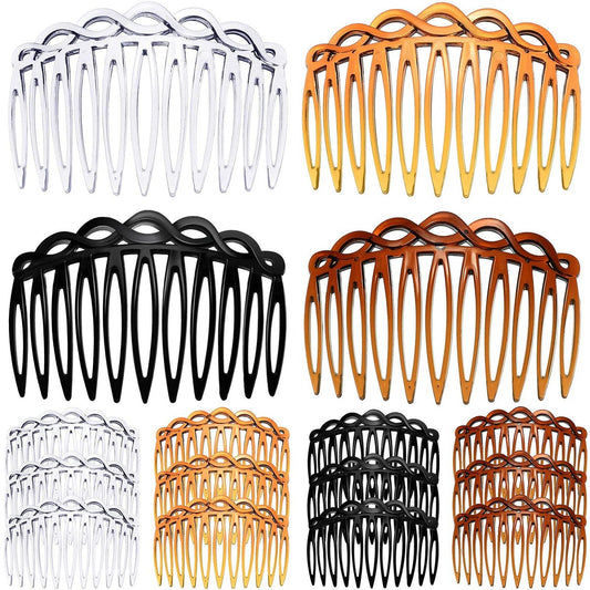 WILLBOND 16 Pieces Women Hair Comb Accessories - French Twist Decorative Plastic Combs for Bridal Wedding Veil, Black, Transparent, Light Coffee, Dark Coffee