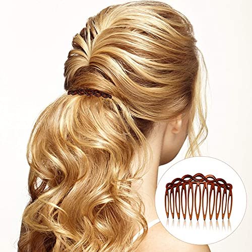 WILLBOND 16 Pieces Women Hair Comb Accessories - French Twist Decorative Plastic Combs for Bridal Wedding Veil, Black, Transparent, Light Coffee, Dark Coffee - görsel 10