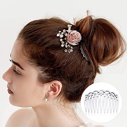WILLBOND 16 Pieces Women Hair Comb Accessories - French Twist Decorative Plastic Combs for Bridal Wedding Veil, Black, Transparent, Light Coffee, Dark Coffee - görsel 12