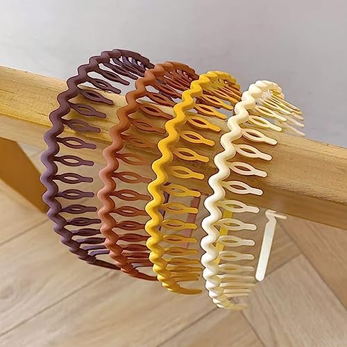 Yazon 6-Piece Multicolor Plastic Headbands for Women & Girls - Hard Teeth Hairbands - görsel 12