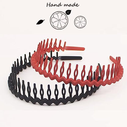 Yazon 6-Piece Multicolor Plastic Headbands for Women & Girls - Hard Teeth Hairbands