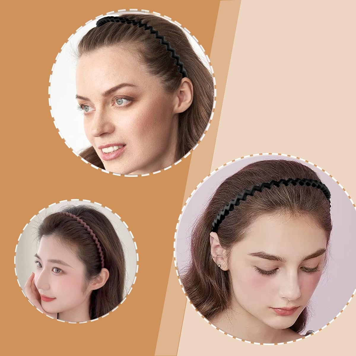 Yazon 6-Piece Multicolor Plastic Headbands for Women & Girls - Hard Teeth Hairbands - görsel 9