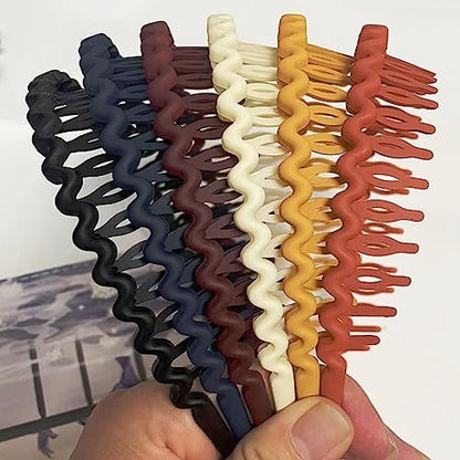 Yazon 6-Piece Multicolor Plastic Headbands for Women & Girls - Hard Teeth Hairbands