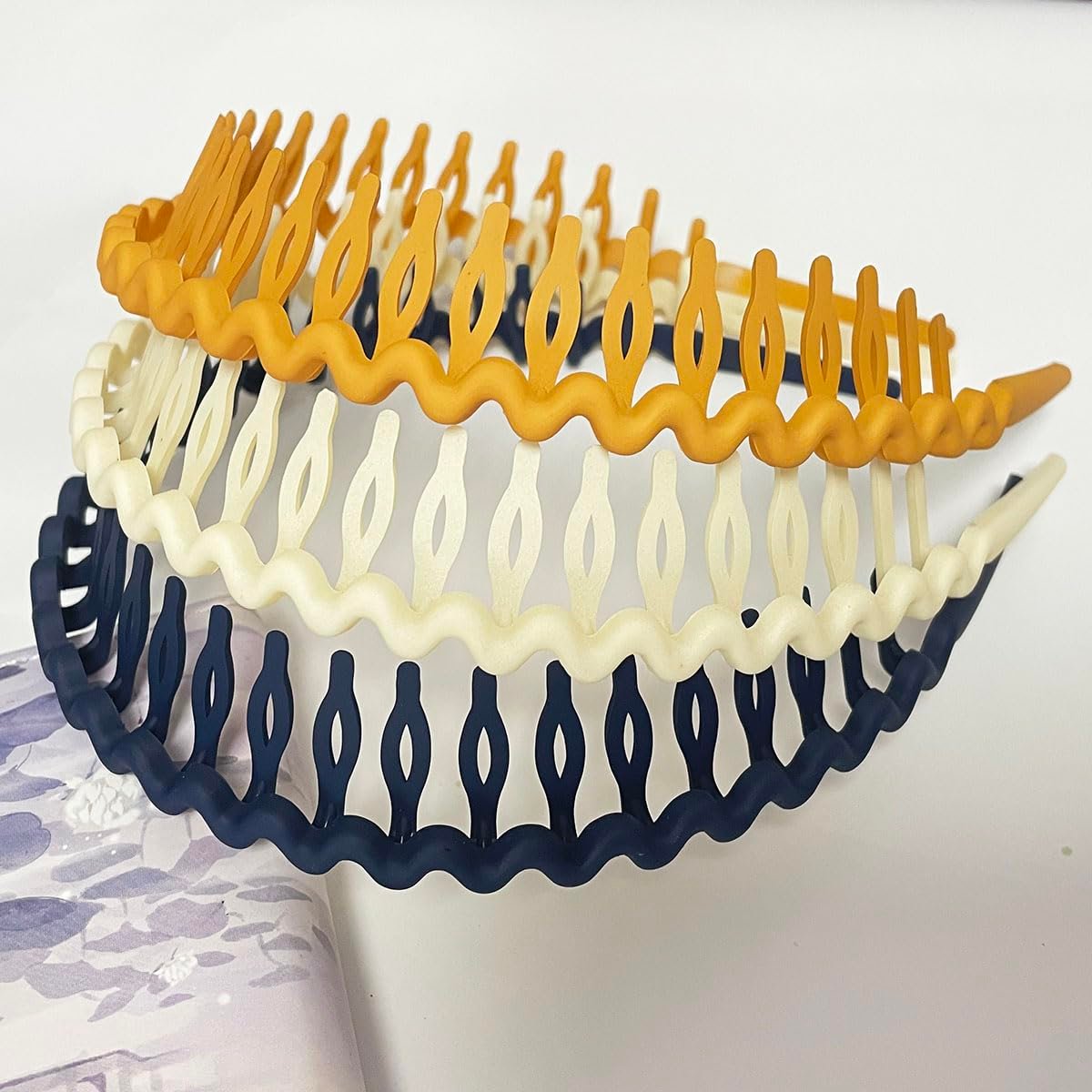 Yazon 6-Piece Multicolor Plastic Headbands for Women & Girls - Hard Teeth Hairbands - görsel 7