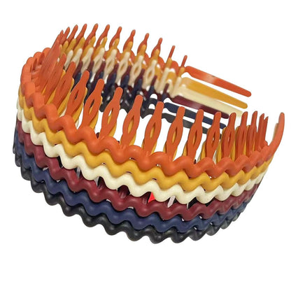 Yazon 6-Piece Multicolor Plastic Headbands for Women & Girls - Hard Teeth Hairbands