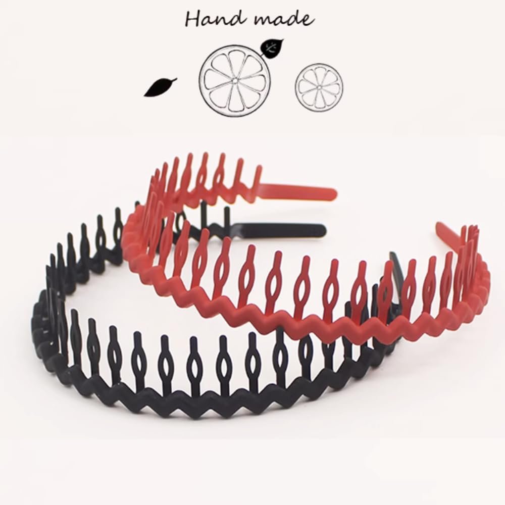 Yazon 6-Piece Multicolor Plastic Headbands for Women & Girls - Hard Teeth Hairbands - görsel 3