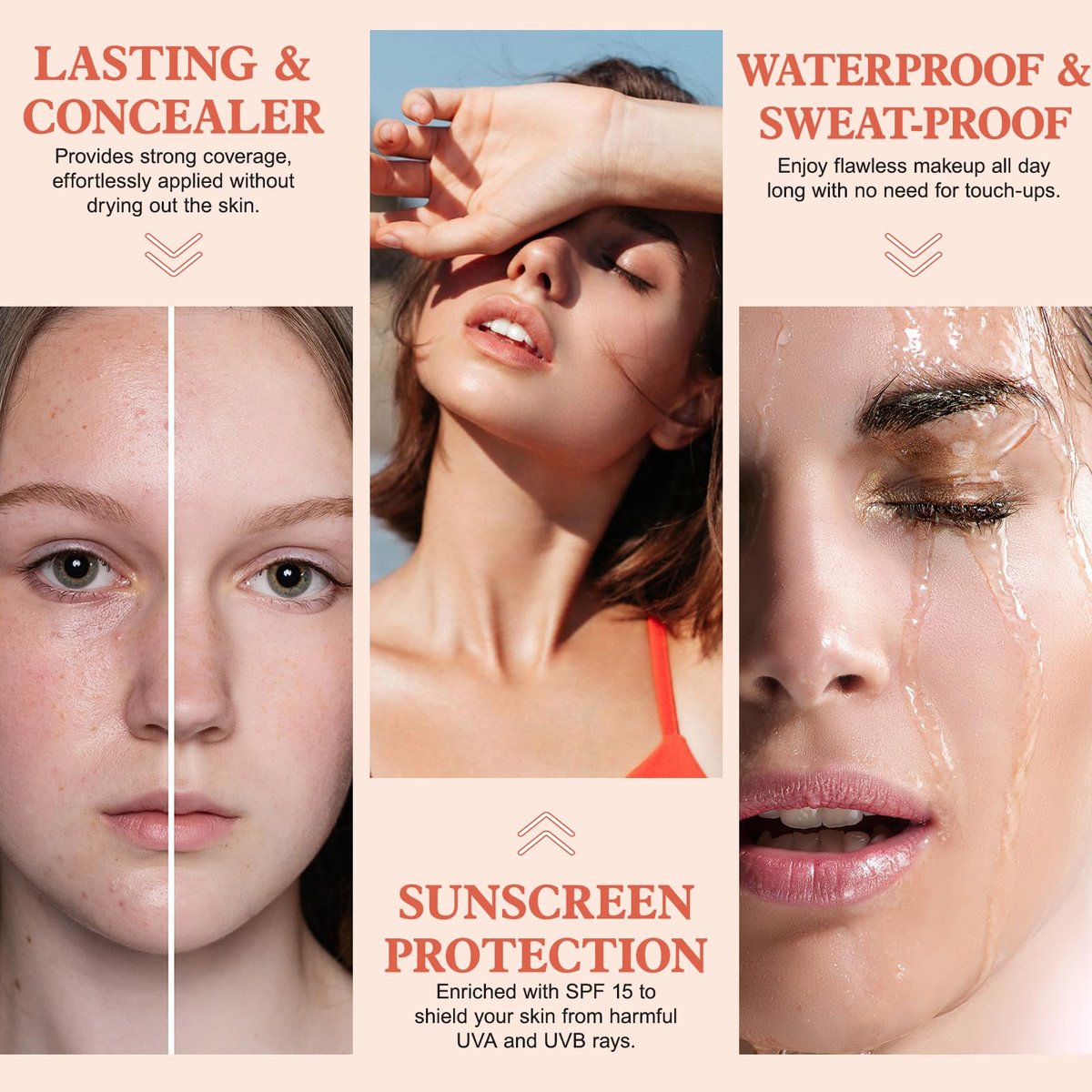 30ml Flawless Colour Changing Foundation - Warm Skin Tone, Moisturizing, Long Lasting Waterproof Liquid Foundation with SPF 15 - görsel 9