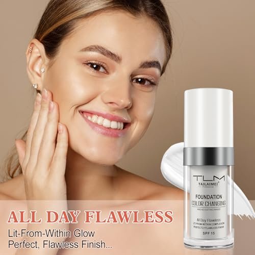 30ml Flawless Colour Changing Foundation - Warm Skin Tone, Moisturizing, Long Lasting Waterproof Liquid Foundation with SPF 15 - görsel 4