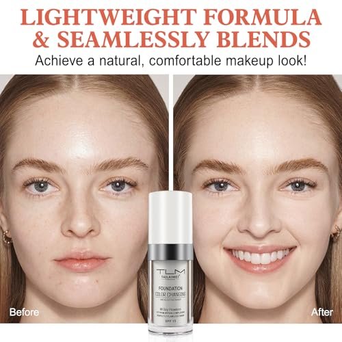 30ml Flawless Colour Changing Foundation - Warm Skin Tone, Moisturizing, Long Lasting Waterproof Liquid Foundation with SPF 15 - görsel 8