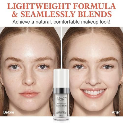 30ml Flawless Colour Changing Foundation - Warm Skin Tone, Moisturizing, Long Lasting Waterproof Liquid Foundation with SPF 15