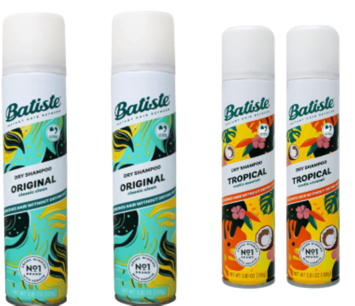 Batiste Dry Shampoo 4-Pack Variety Mix: Original, Classic, and Tropical - 2 Each 6.73 oz Bottles - görsel 2