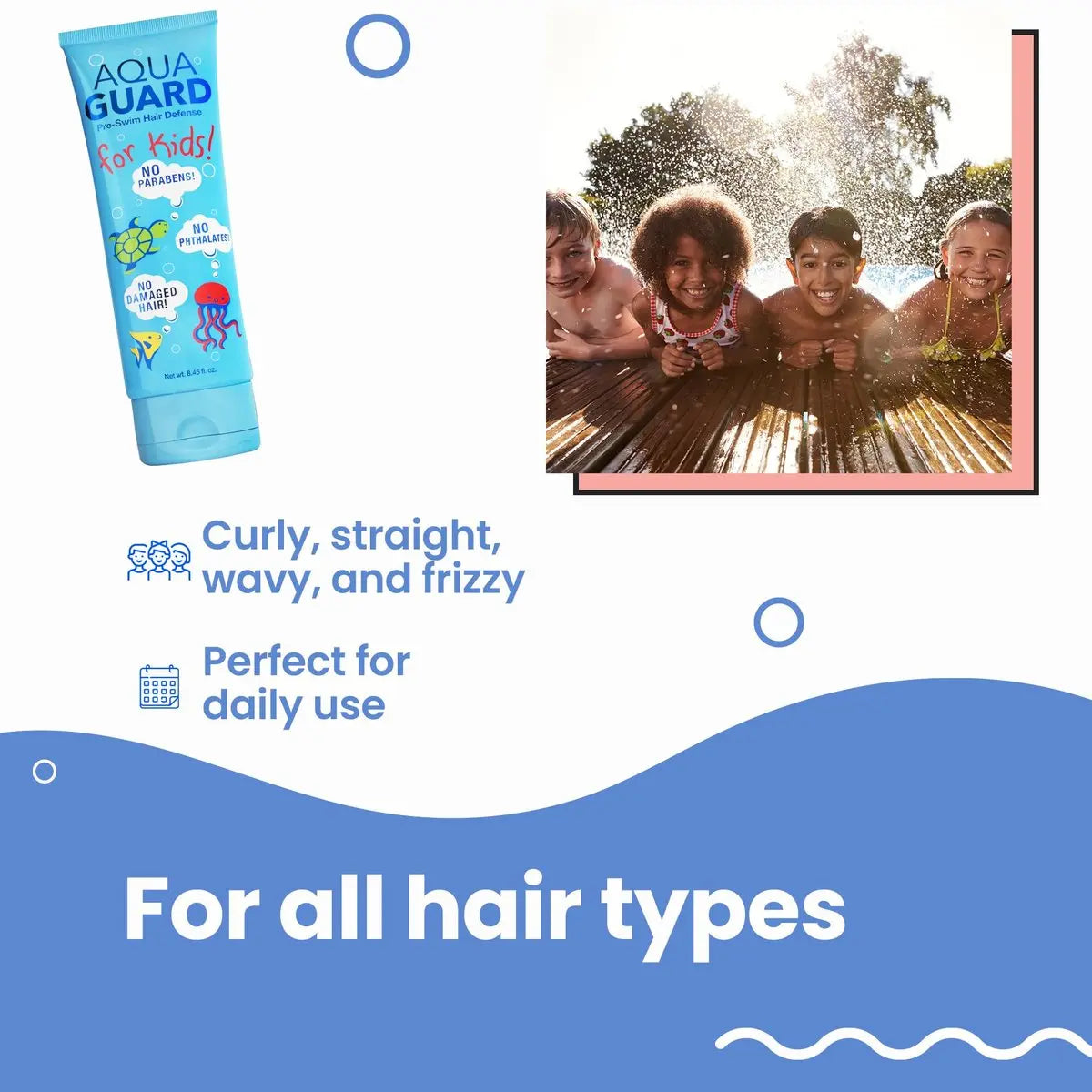AQUA GUARD Pre-Swim Hair Defense For Kids - Chlorine Protection & Tangle Control, 8.45 oz Avelisse
