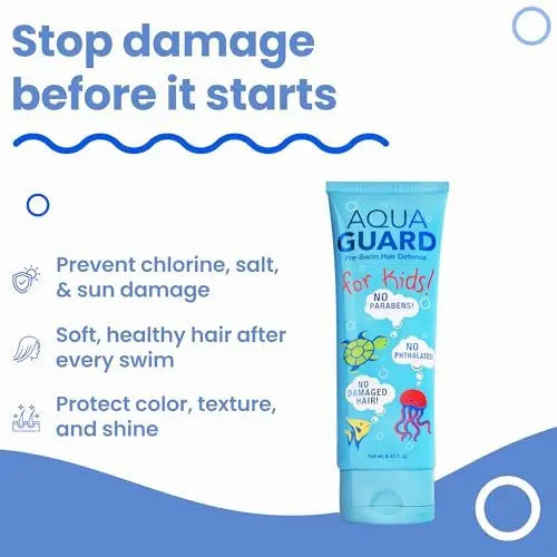 AQUA GUARD Pre-Swim Hair Defense For Kids - Chlorine Protection & Tangle Control, 8.45 oz Avelisse