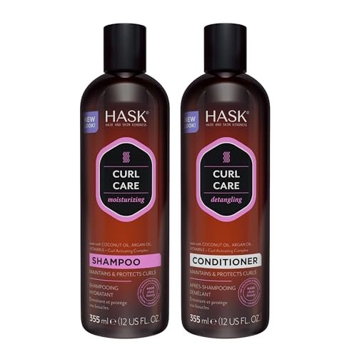 HASK Curl Care Shampoo and Conditioner Set with Coconut and Argan Oil for Curly Hair - Sulfate-Free, Paraben-Free, Gluten-Free, Vegan, Cruelty-Free, Color Safe - 12 oz Each - görsel 2