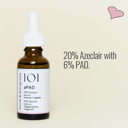 Geek & Gorgeous aPAD Soothing Azelaic Acid Serum - 1 oz (30 ml) - Redness Relief for All Skin Types, Sensitive Skin Avelisse