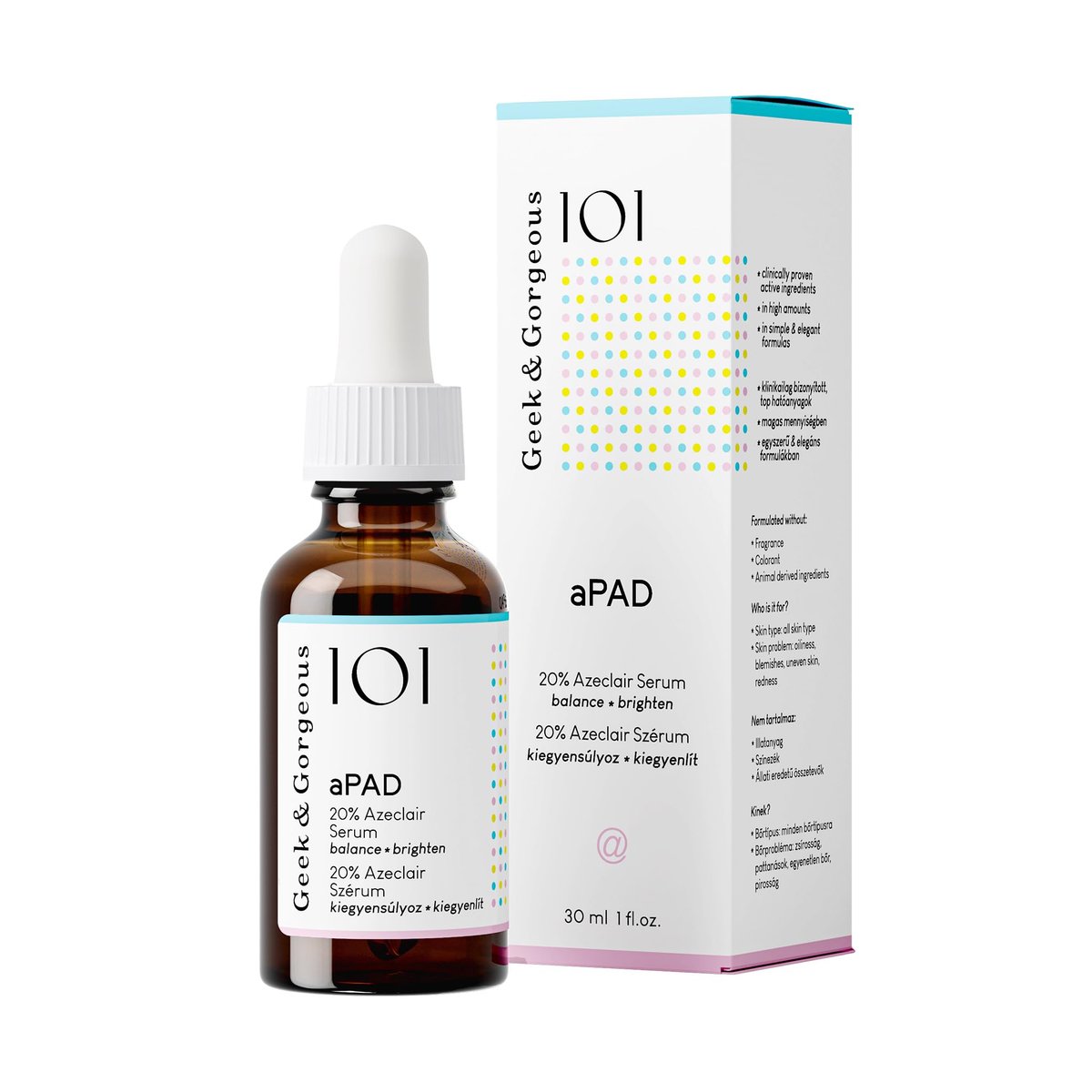 Geek & Gorgeous aPAD Soothing Azelaic Acid Serum - 1 oz (30 ml) - Redness Relief for All Skin Types, Sensitive Skin Avelisse