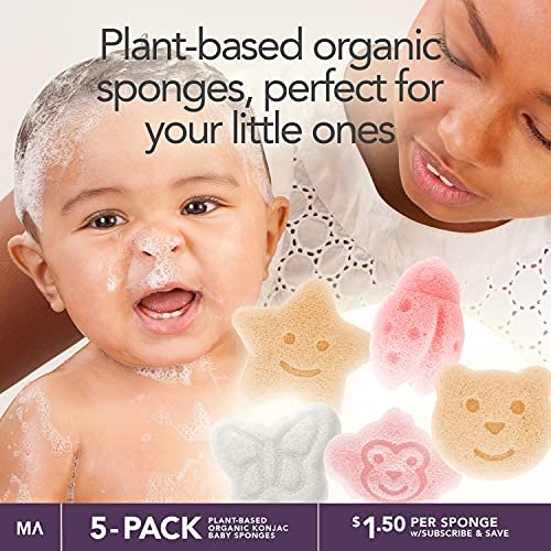 Konjac Baby Sponge Set - 5 Cute Shapes for Gentle Bathing (Bear, Monkey, Butterfly, Ladybug, Star) - görsel 7