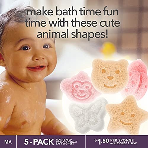 Konjac Baby Sponge Set - 5 Cute Shapes for Gentle Bathing (Bear, Monkey, Butterfly, Ladybug, Star) - görsel 9