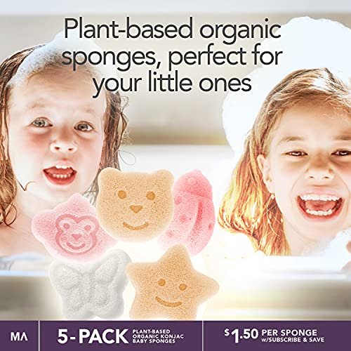 Konjac Baby Sponge Set - 5 Cute Shapes for Gentle Bathing (Bear, Monkey, Butterfly, Ladybug, Star) - görsel 5