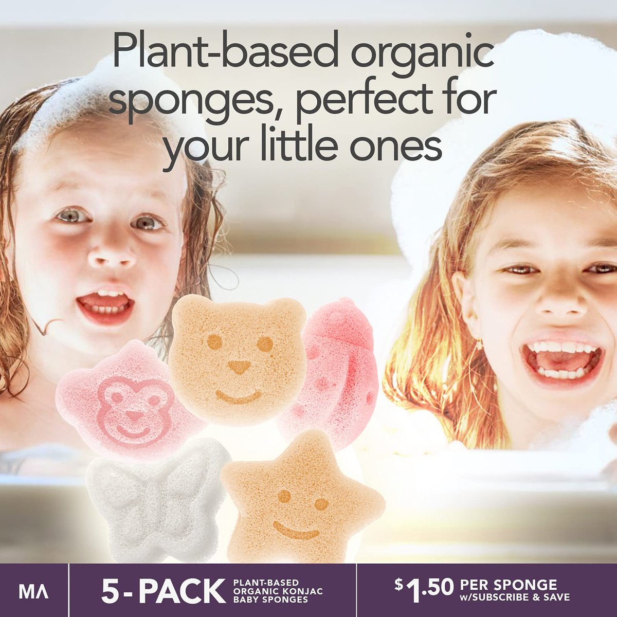 Konjac Baby Sponge Set - 5 Cute Shapes for Gentle Bathing (Bear, Monkey, Butterfly, Ladybug, Star) - görsel 6
