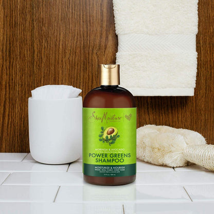 SheaMoisture Power Greens Curly Hair Shampoo and Conditioner Set with Moringa & Avocado, 13 oz Each (Pack of 2) - Moisturizing for Dry Hair Avelisse
