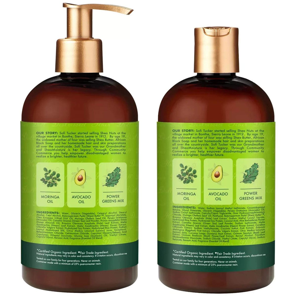 SheaMoisture Power Greens Curly Hair Shampoo and Conditioner Set with Moringa & Avocado, 13 oz Each (Pack of 2) - Moisturizing for Dry Hair Avelisse