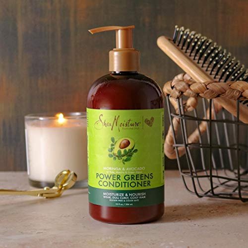 SheaMoisture Power Greens Curly Hair Shampoo and Conditioner Set with Moringa & Avocado, 13 oz Each (Pack of 2) - Moisturizing for Dry Hair Avelisse