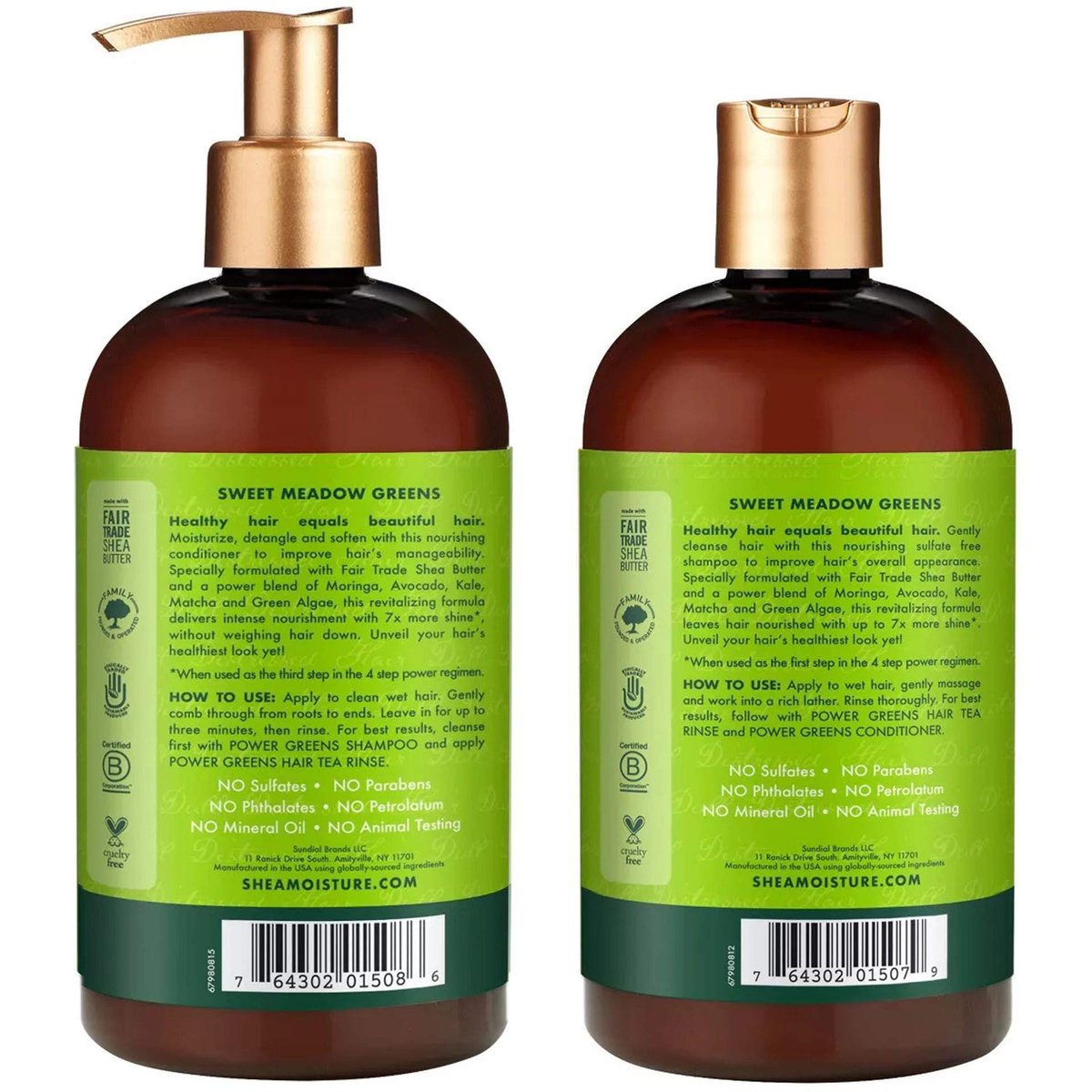 SheaMoisture Power Greens Curly Hair Shampoo and Conditioner Set with Moringa & Avocado, 13 oz Each (Pack of 2) - Moisturizing for Dry Hair Avelisse