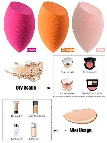 Multi-Color Makeup Sponges Set for Dry & Wet Use - Foundation Blending Sponge for Concealer, Blush, Powder (4pcs Multi-Colored A) - görsel 8