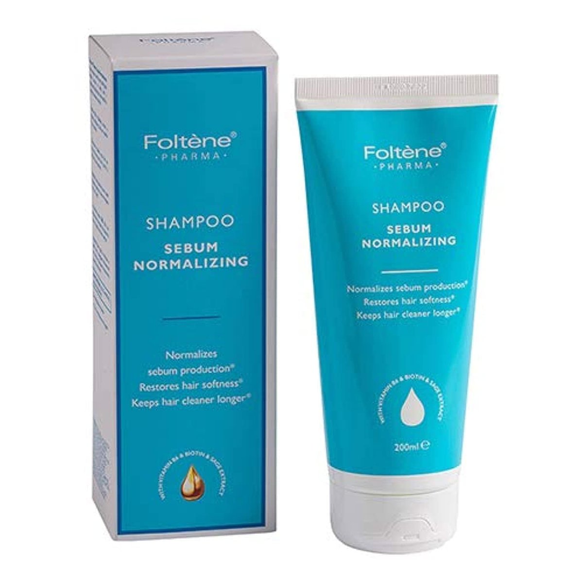 Foltene Sebum Clarifying Shampoo for Oily Hair - Normalizing Scalp Shampoo with Vitamin B6, Biotin, Sage - Removes Excess Oil, Refreshes Scalp, Cleans Hair - 6.76 Fl Oz - görsel 1