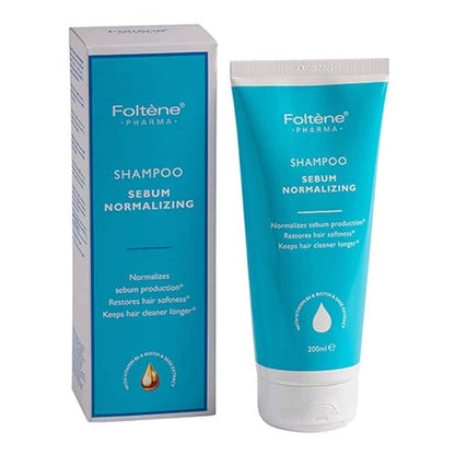 Foltene Sebum Clarifying Shampoo for Oily Hair - Normalizing Scalp Shampoo with Vitamin B6, Biotin, Sage - Removes Excess Oil, Refreshes Scalp, Cleans Hair - 6.76 Fl Oz