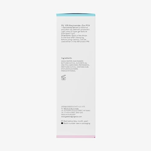 Geek & Gorgeous B-Bomb 10% Niacinamide Serum with Zinc PCA & Sarcosine – Minimize Pores, Control Oil, Reduce Blemishes for Combination Skin (1 fl oz) - görsel 10