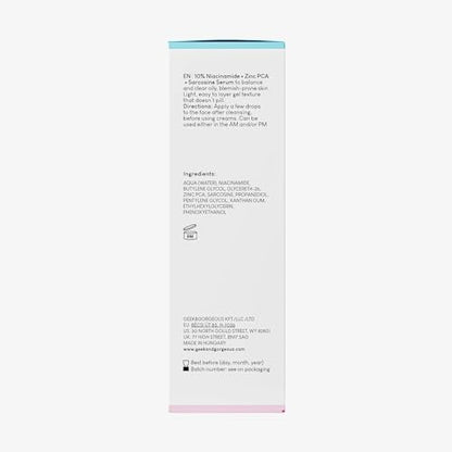 Geek & Gorgeous B-Bomb 10% Niacinamide Serum with Zinc PCA & Sarcosine – Minimize Pores, Control Oil, Reduce Blemishes for Combination Skin (1 fl oz)
