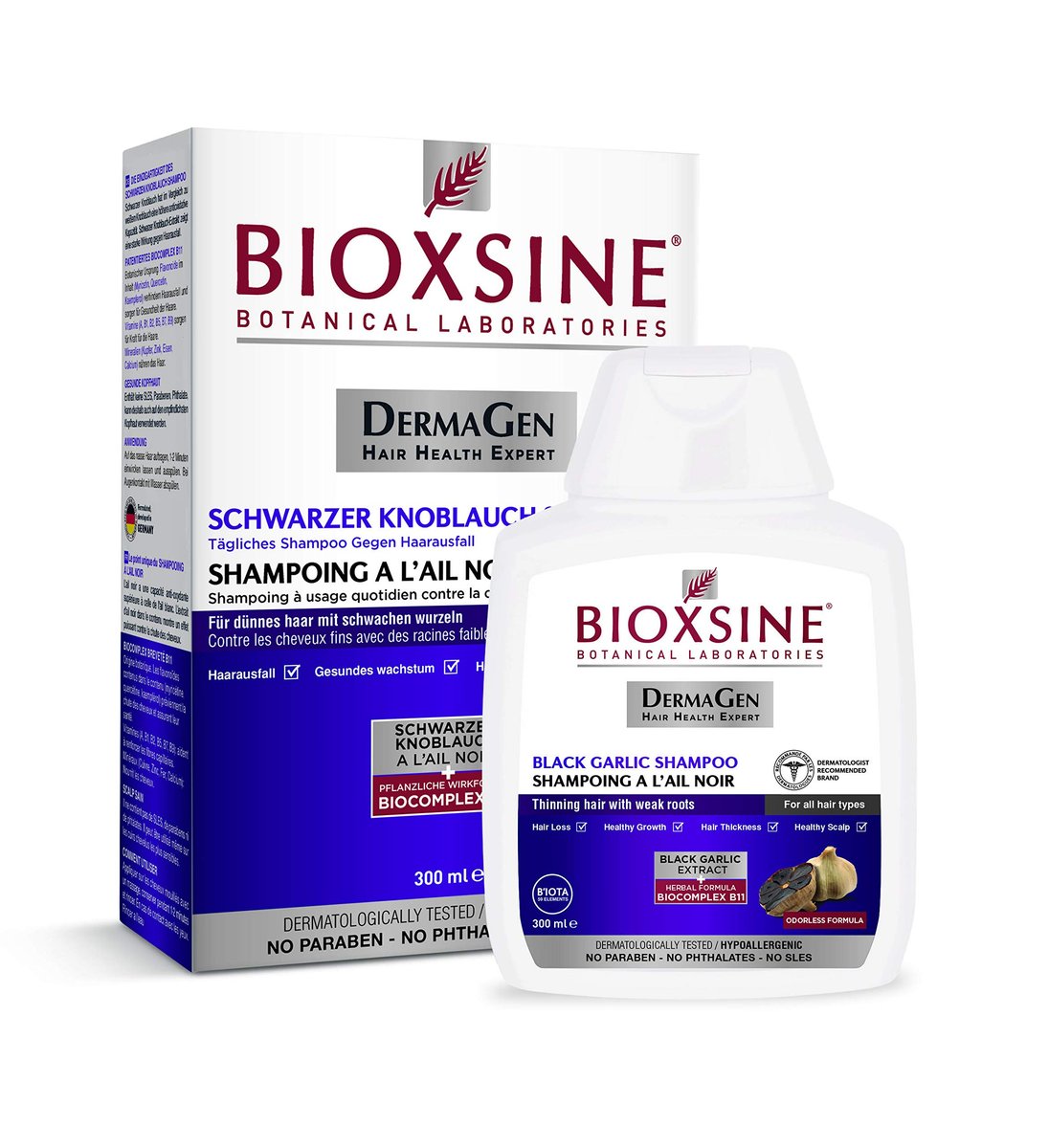 Bioxsine Herbal Shampoo with Black Garlic for Hair Growth and Healthy Hair - Odourless, For All Hair Types, Suitable for Women and Men, 300 ml - görsel 1