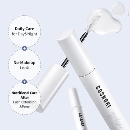COSNORI Long Active Eyelash Serum - Korean Eyelash Boost Serum for Longer, Thicker Lashes & Brows - Vegan, Prostaglandin-Free, Non-Irritating with Peptides & Hyaluronic Acid - 0.3 fl oz