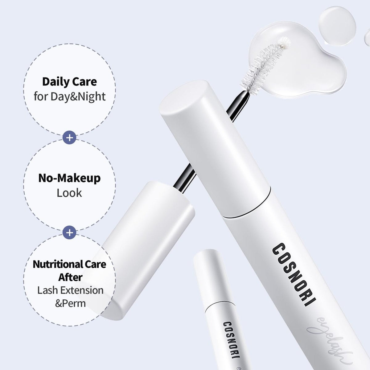 COSNORI Long Active Eyelash Serum - Korean Eyelash Boost Serum for Longer, Thicker Lashes & Brows - Vegan, Prostaglandin-Free, Non-Irritating with Peptides & Hyaluronic Acid - 0.3 fl oz - görsel 8