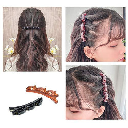 SHUNMEIL Double Bangs Hairstyle Hairpin with Clips - 6 PCS Woven Large Real Hair Accessories for Women, Hollow Layer Plait Headband (Black2Brown2pin2) Avelisse