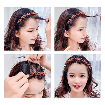 SHUNMEIL Double Bangs Hairstyle Hairpin with Clips - 6 PCS Woven Large Real Hair Accessories for Women, Hollow Layer Plait Headband (Black2Brown2pin2) Avelisse