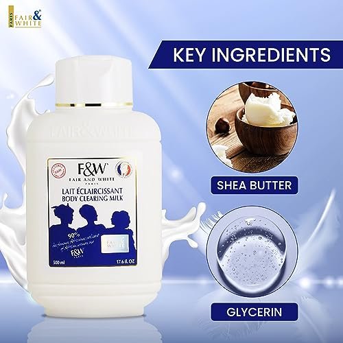 F&W Original Body Clearing Milk - 17 fl oz, Hydrating Dry Skin Moisturizer for Fair Skin Tones Avelisse