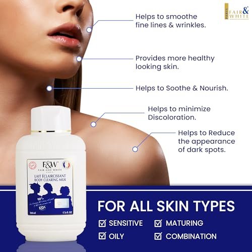 F&W Original Body Clearing Milk - 17 fl oz, Hydrating Dry Skin Moisturizer for Fair Skin Tones Avelisse