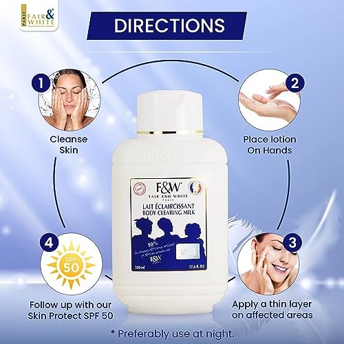 F&W Original Body Clearing Milk - 17 fl oz, Hydrating Dry Skin Moisturizer for Fair Skin Tones Avelisse