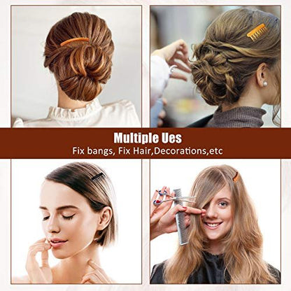 Chuangdi 32-Piece French Hair Side Combs Set – Plastic Twist Combs with Hair Clips for Wedding, Bridal, and Everyday Use (9/11/17/23 Teeth, Brown)