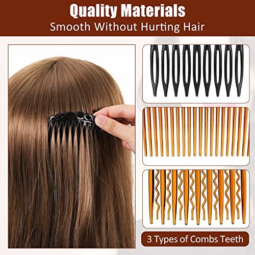 Chuangdi 32-Piece French Hair Side Combs Set – Plastic Twist Combs with Hair Clips for Wedding, Bridal, and Everyday Use (9/11/17/23 Teeth, Brown) - görsel 8
